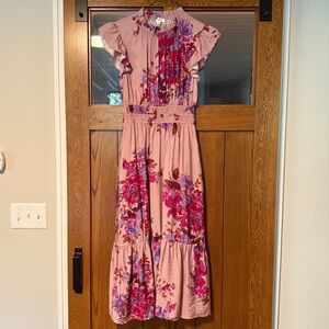 Hunley Flutter Sleeve Floral Maxi Dress from Piper & Scoot, Size S, Worn once!